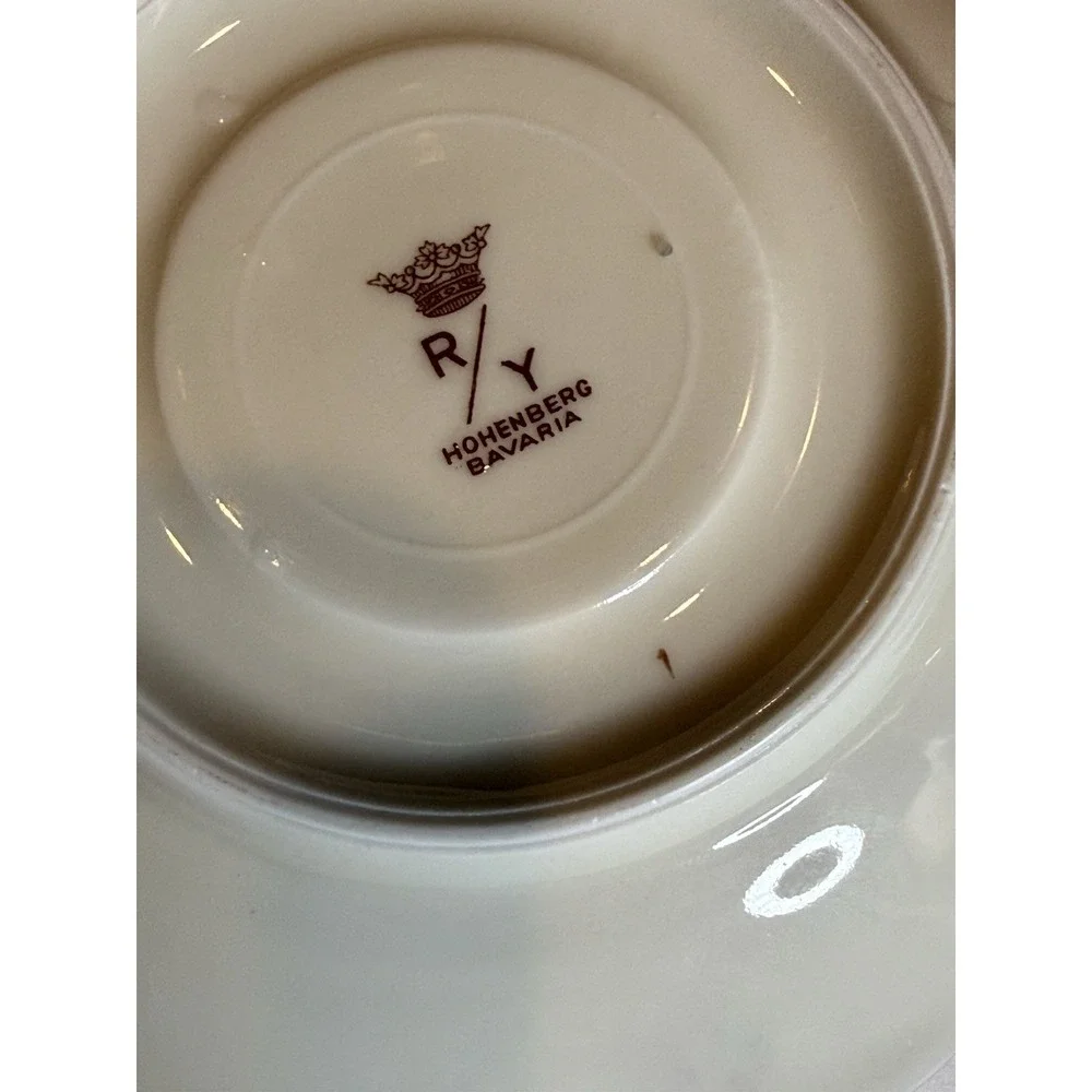 Hohenberg Bavaria Demitasse Cup & Saucer Blue Gold Trim German Porcelain